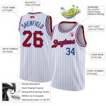 Custom Red-Royal Basketball Jersey with Personalized Name & Number - White Royal Pinstripe Authentic Personalized White Royal