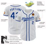 Custom Name Number Baseball Jersey - Personalized White Royal Pinstripe Authentic Team Jersey Personalized White Royal Pinstripe
