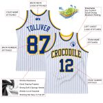 Custom Royal Gold Basketball Jersey with Personalized Name and Number - White Royal Pinstripe Style Personalized White Royal