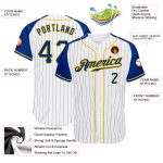Custom Name Number Baseball Jersey - Personalized White Royal Pinstripe Raglan Sleeves Authentic Team Apparel Personalized
