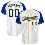 Custom Name Number Baseball Jersey - Personalized White Royal Pinstripe Raglan Sleeves Authentic Team Apparel Personalized