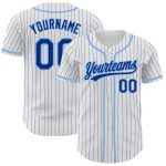 Custom Name Number Lightweight Blue Pinstripe Baseball Jersey - Personalized Authentic Team Jersey Personalized White Royal