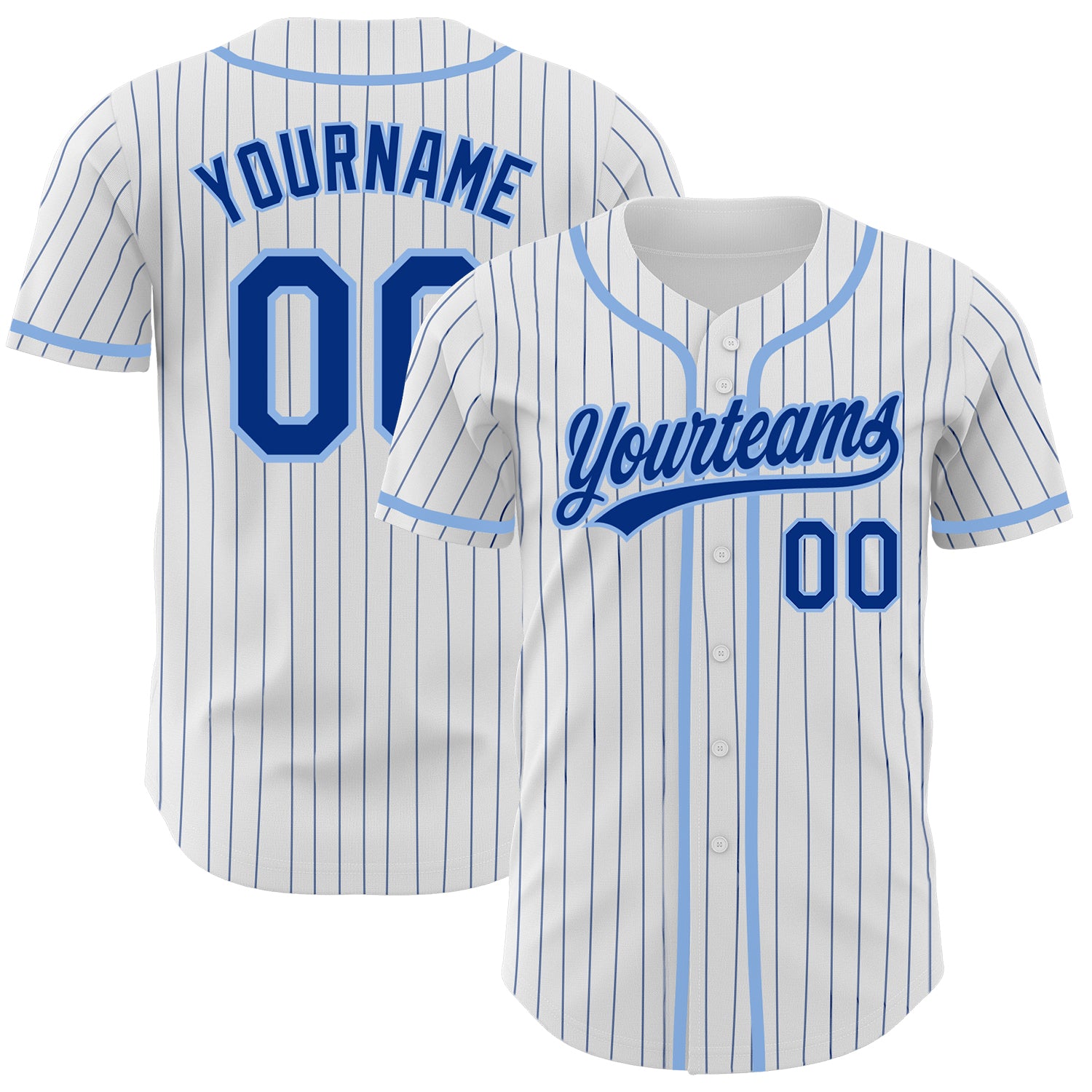 Custom Name Number Lightweight Blue Pinstripe Baseball Jersey - Personalized Authentic Team Jersey Personalized White Royal