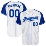 Custom Royal-Light Blue Pinstripe Baseball Jersey with Personalized Name and Number - Authentic Raglan Sleeves Personalized