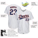 Personalized Royal-Orange Authentic Baseball Jersey - White Royal Pinstripe Personalized White Royal Pinstripe Royal-Orange