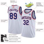 Customizable Royal-Orange Basketball Jersey with Personalized Name and Number - White Royal Pinstripe Design Personalized