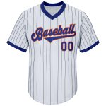 Custom Name and Number Personalized Royal-Orange Baseball Jersey Shirt - Authentic White Royal Pinstripe Rib-Knit Personalized