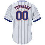 Custom Name and Number Personalized Royal-Orange Baseball Jersey Shirt - Authentic White Royal Pinstripe Rib-Knit Personalized