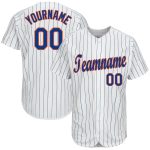 Custom Personalized Royal-Orange Pinstripe Baseball Jersey with Name and Number - Team Apparel Personalized White Royal Pinstripe