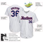 Personalized Royal-Red Baseball Jersey - White Royal Pinstripe Authentic Jersey Personalized White Royal Pinstripe Royal-Red