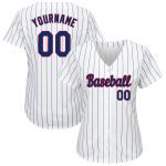 Personalized Royal-Red Baseball Jersey - White Royal Pinstripe Authentic Jersey Personalized White Royal Pinstripe Royal-Red