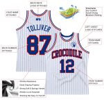 Custom Name and Number Authentic Basketball Jersey - Personalized White Royal Pinstripe with Royal-Red Trim Personalized