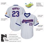 Personalized Authentic Throwback Baseball Jersey Shirt - Custom Name & Number - White Royal Pinstripe Royal-Red Personalized
