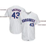 Custom Name and Number Personalized Red Baseball Jersey - White Royal Pinstripe Design Personalized White Royal Pinstripe