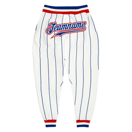 Custom Team Name Number Sports Pants Red White Royal Pinstripe Personalized Personalized White Royal Pinstripe Royal-Red