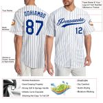 Custom Name and Number Personalized White Royal Pinstripe Authentic Baseball Jersey Personalized White Royal Pinstripe Royal-White
