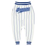 Custom Team Name and Number Sports Pants - Personalized White Royal Pinstripe Athletic Wear Personalized White Royal Pinstripe