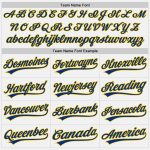 Custom Personalized Baseball Jersey - White Royal Pinstripe with Yellow Accents, Custom Name & Number Personalized White