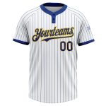 Custom Unisex Softball Jersey Personalized Name Number Yellow Royal Pinstripe Two-Button Design Personalized White Royal