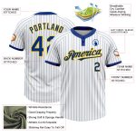 Custom Unisex Softball Jersey Personalized Name Number Yellow Royal Pinstripe Two-Button Design Personalized White Royal