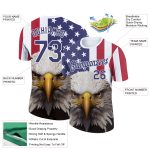 Custom 3D American Flag Eagle T-Shirt - Personalized Team Name & Number, White Royal-Red Performance Shirt Personalized White