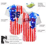 Custom Name and Number Personalized 3D American Flag Baseball Jersey - White Royal-Red Authentic Team Jersey Personalized