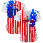 Custom Name and Number Personalized 3D American Flag Baseball Jersey - White Royal-Red Authentic Team Jersey Personalized