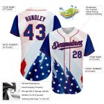 Custom 3D American Flag Baseball Jersey with Personalized Name and Number in White and Royal-Red Design Personalized White