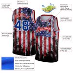 Custom American Flag Basketball Jersey - Personalized Royal-Red 3D Design with Team Name and Number Personalized White Royal-Red