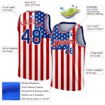 Personalized 3D American Flag Basketball Jersey - White Royal-Red Fashion Authentic Personalized White Royal-Red 3D American