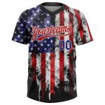 Custom American Flag Softball Jersey Unisex Two-Button Fashion Personalized with Team Name and Number - White Royal-Red Personalized