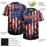 Custom American Flag Softball Jersey Unisex Two-Button Fashion Personalized with Team Name and Number - White Royal-Red Personalized