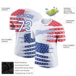 Personalized 3D American Flag Performance T-Shirt - White and Royal Red Patriotic Tee Personalized White Royal-Red 3D American