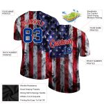 Custom Name and Number 3D American Flag Performance T-Shirt - Personalized White Royal-Red Team Tee Personalized White Royal-Red