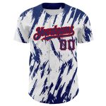 Personalized Baseball Jersey with Custom Name and Number - White Royal-Red 3D Abstract Sharp Design Personalized White Royal-Red