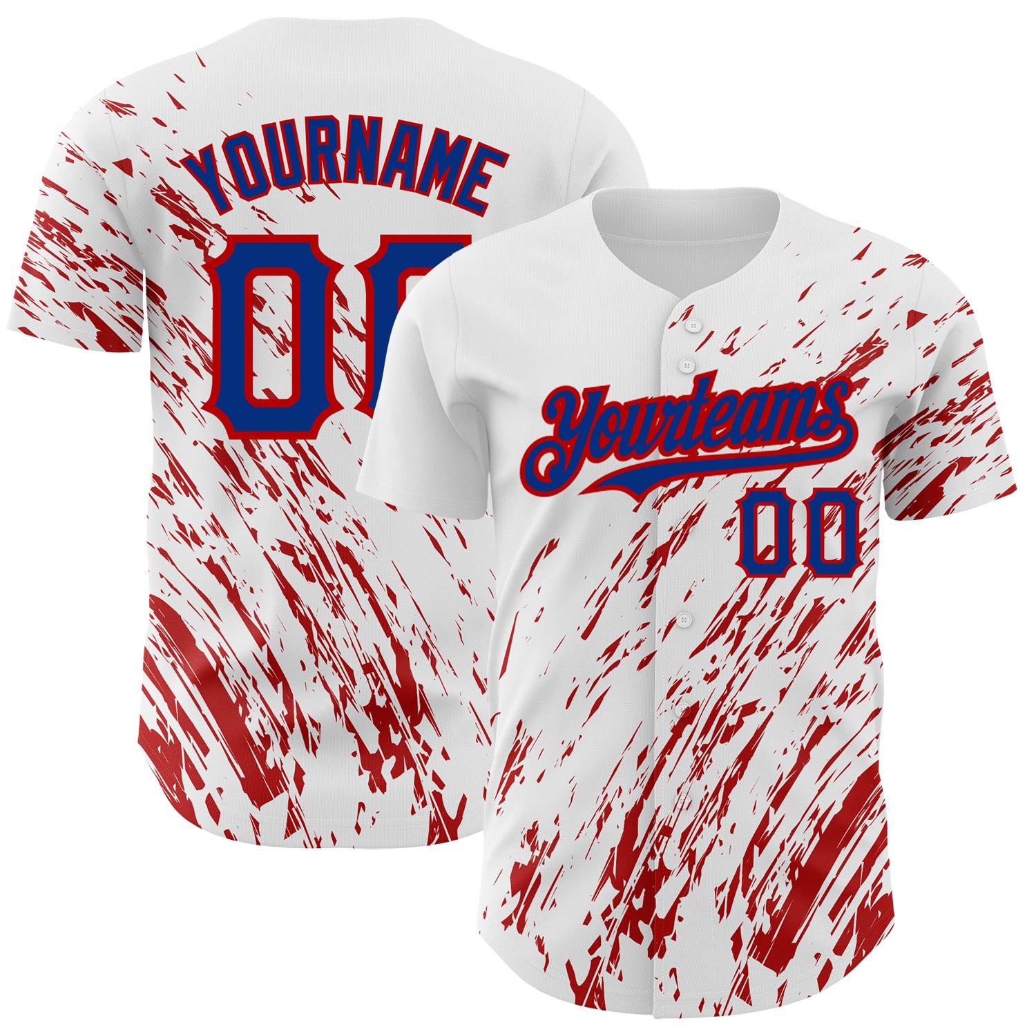 Custom Name and Number Personalized White Red 3D Pattern Abstract Baseball Jersey - Authentic Team Apparel Personalized White