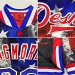 Custom Name and Number 3D Bomber Varsity Jacket - Personalized White Royal-Red American Flag Letterman Jacket Personalized