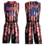 Custom American Flag Basketball Jersey for Men - Personalized White and Royal Red Sublimation with Name and Number 9227 Personalized