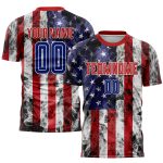 Personalized American Flag Soccer Uniform Jersey with Custom Name and Number - White Royal-Red Fashion Design Personalized