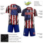 Personalized American Flag Soccer Uniform Jersey with Custom Name and Number - White Royal-Red Fashion Design Personalized