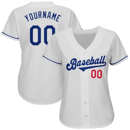 Personalized Authentic Baseball Jersey - White Royal-Red Design, Customizable Team Apparel Personalized White Royal-Red Authentic