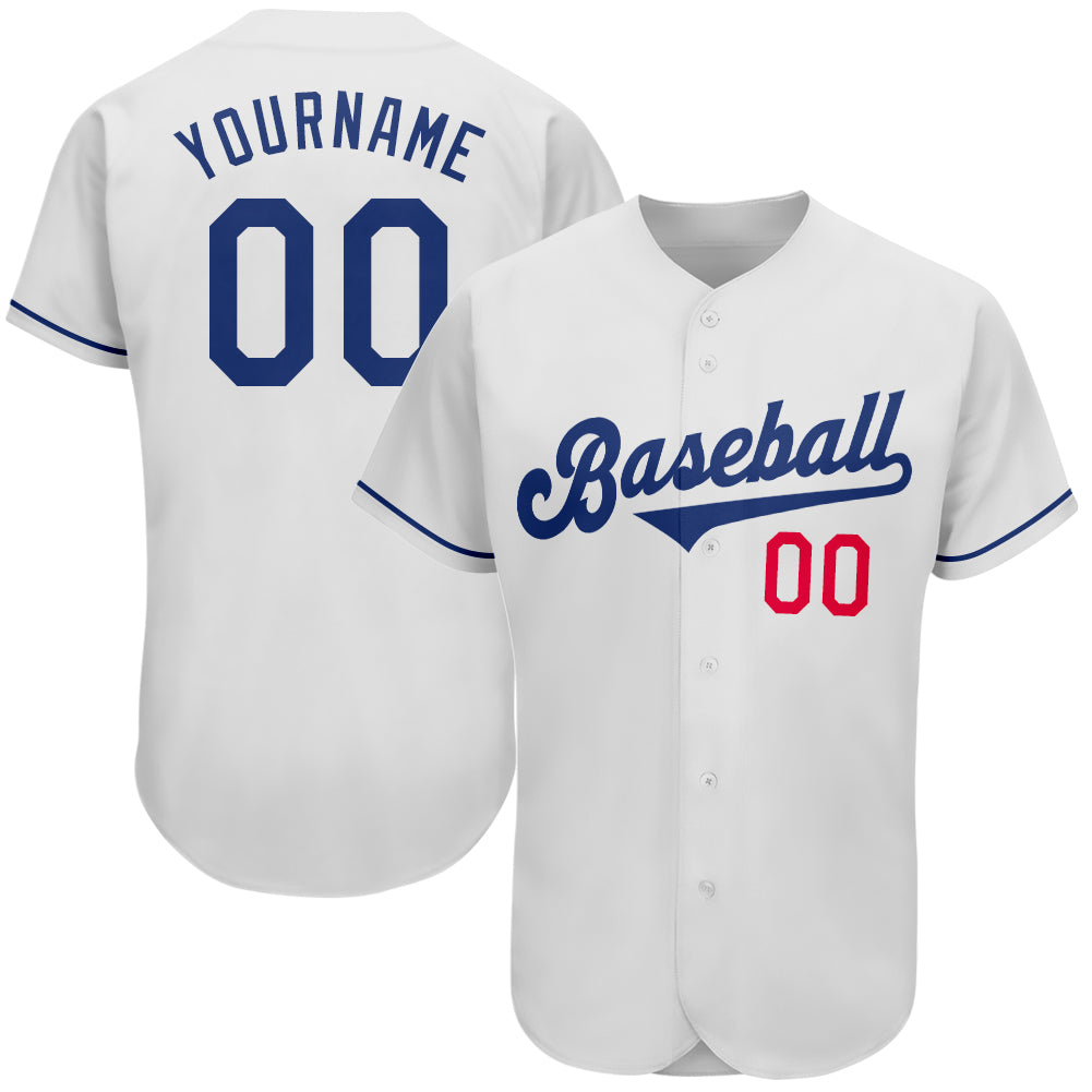 Personalized Authentic Baseball Jersey - White Royal-Red Design, Customizable Team Apparel Personalized White Royal-Red Authentic