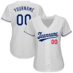 Custom Name and Number Personalized Baseball Jersey in White and Royal Red - Authentic Team Apparel Personalized White Royal-Red