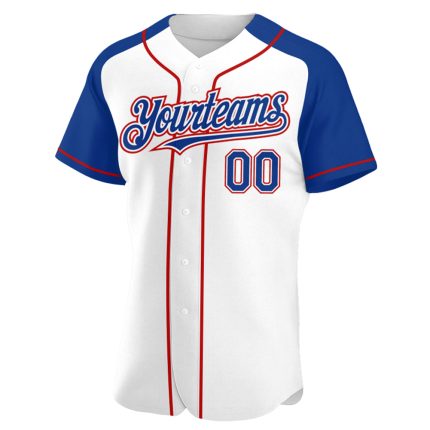 Custom Name and Number Baseball Jersey - Personalized Red and White Raglan Sleeves Authentic Team Apparel Personalized White