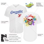 Custom Name and Number Authentic Skull Fashion Baseball Jersey - Personalized Royal-Red Design Personalized White Royal-Red