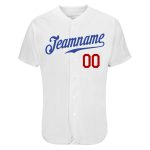 Custom Name and Number Authentic Skull Fashion Baseball Jersey - Personalized Royal-Red Design Personalized White Royal-Red