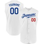 Custom Name Number Jersey - Personalized Royal Red Sleeveless Baseball Jersey Personalized White Royal-Red Authentic Sleeveless