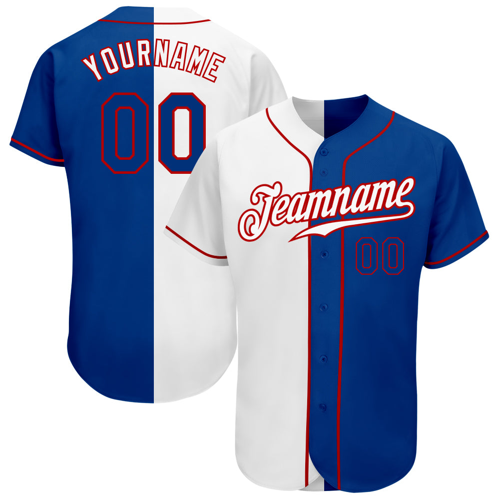 Custom Name and Number Baseball Jersey - Personalized White Royal-Red Authentic Split Fashion Team Jersey Personalized White