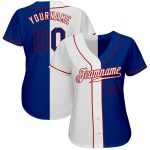 Custom Name and Number Baseball Jersey - Personalized White Royal-Red Authentic Split Fashion Team Jersey Personalized White