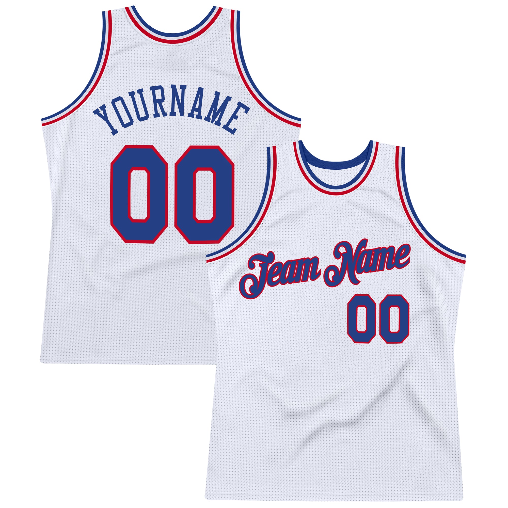 Custom Personalized Royal-Red Basketball Jersey with Name and Number - Authentic Throwback Team Apparel Personalized White